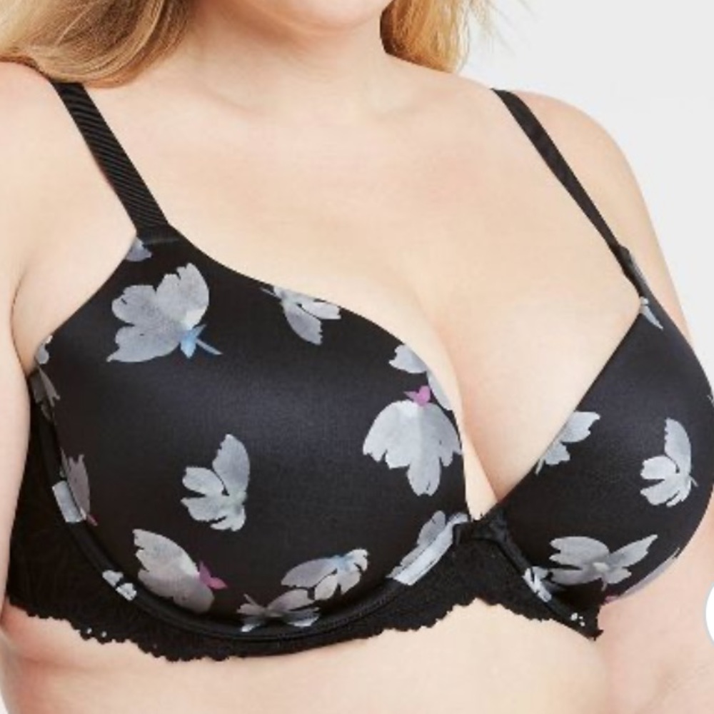 Auden Bra 42D Smooth Lace Plunge Push-Up Bra